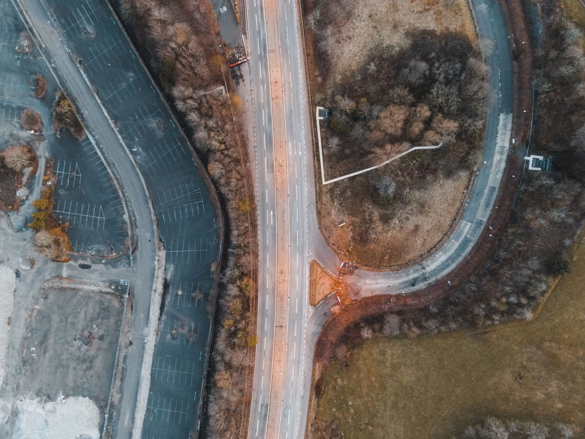 Main roads and lanes from above
